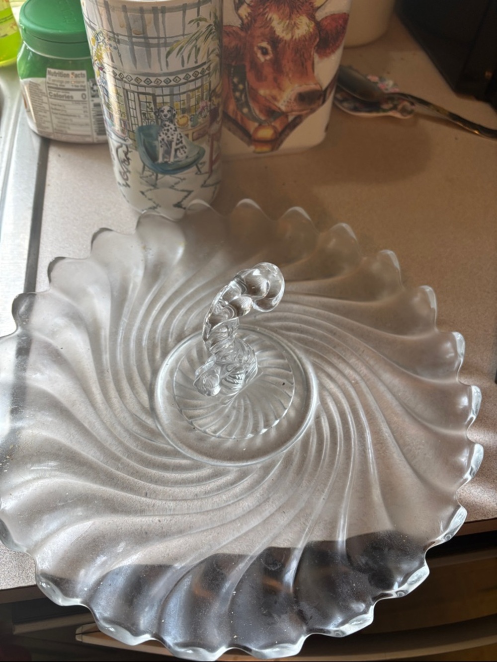 Fostoria colony Glass Swirl Serving Tray - Clear